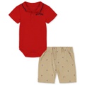 Baby Boys Tipped Polo Bodysuit & Printed Twill Shorts 2 Piece Set