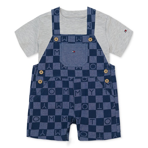 타미힐피거 Baby Boys Short-Sleeve Heather T-Shirt & Printed Shortall 2 Piece Set