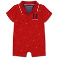 Baby Boys Printed Pique Knit Polo Romper