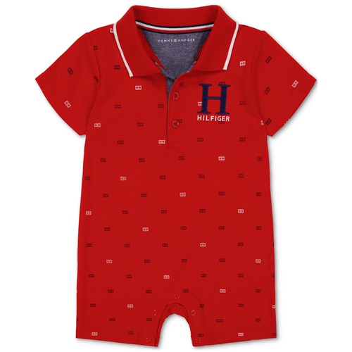 타미힐피거 Baby Boys Printed Pique Knit Polo Romper