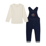 Baby Boy Denim French Terry Overalls Long Sleeve Thermal Tee