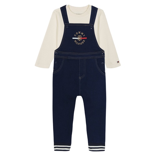 타미힐피거 Baby Boy Denim French Terry Overalls Long Sleeve Thermal Tee