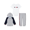 Baby Boys Logo Bodysuit Color Block Snap Front Hoodie and Joggers 3 PC Set