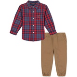 Baby Boys Plaid Long Sleeve Button-Front Shirt and Twill Joggers 2 Piece Set