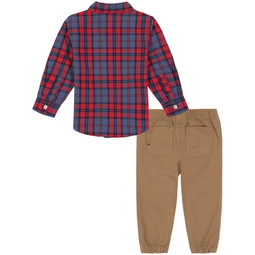 타미힐피거 Baby Boys Plaid Long Sleeve Button-Front Shirt and Twill Joggers 2 Piece Set