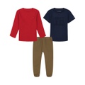 Baby Boy Short Sleeve Tee Long Sleeve Thermal and Twill Joggers 3 Piece Set