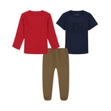 Baby Boy Short Sleeve Tee Long Sleeve Thermal and Twill Joggers 3-Piece Set