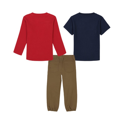 타미힐피거 Baby Boy Short Sleeve Tee Long Sleeve Thermal and Twill Joggers 3-Piece Set