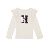 Little Girls Sequin Long Sleeve Ruffle Tee