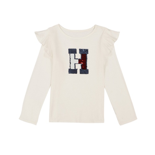 타미힐피거 Little Girls Sequin Long Sleeve Ruffle Tee