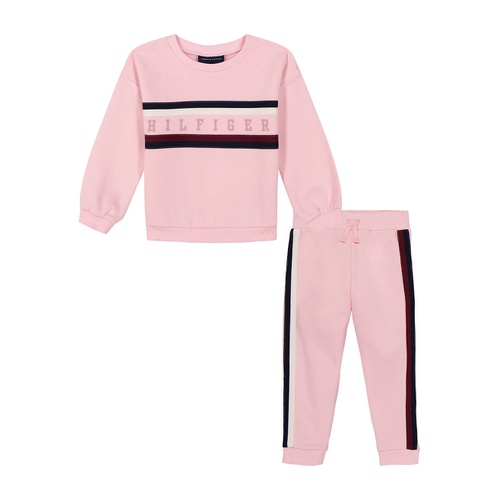 타미힐피거 Toddler Logo-Stripe Trim Fleece Sweatsuit 2 Piece Set