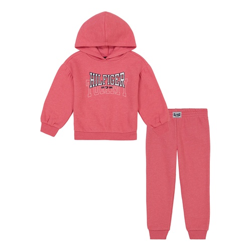 타미힐피거 Toddler Girl Puff Sleeve Hoodie and Joggers 2 Piece Set