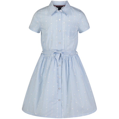 타미힐피거 Toddler Girls Printed Logo Stripe Shirt Dress