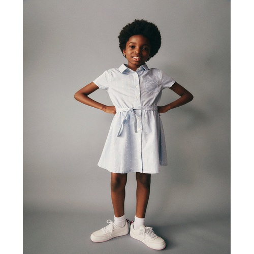 타미힐피거 Toddler Girls Printed Logo Stripe Shirt Dress