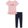 Toddler Girls Ruffle-Hem Logo Tunic & Logo-Print Leggings 2 Piece Set