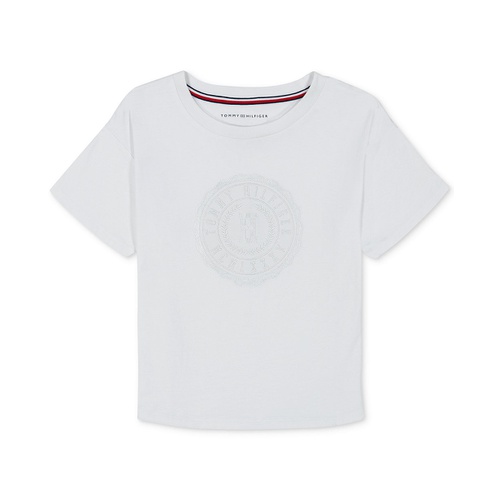 타미힐피거 Toddler Girls Embroidered Crest Short-Sleeve Boxy T-Shirt