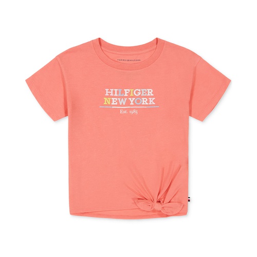 타미힐피거 Little Girls Tie-Front Logo Graphic T-Shirt