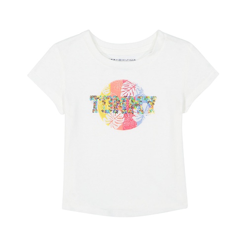 타미힐피거 Toddler Girls Surf Stiched Sequin Logo Graphic T-Shirt