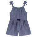 Little Girl Romper Printed Chambray Drawstring Straps Romper 1 Piece Set