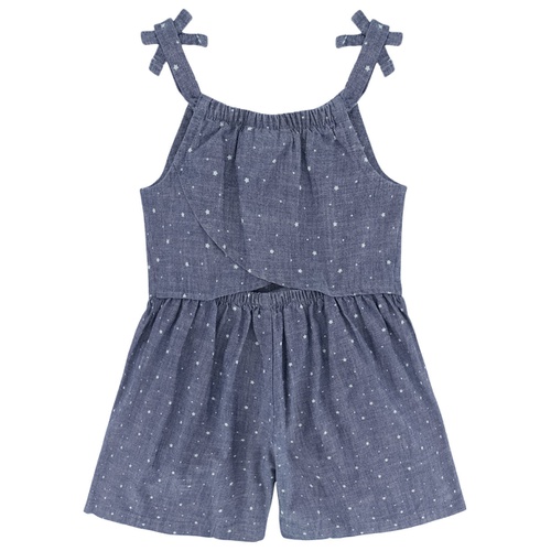 타미힐피거 Little Girl Romper Printed Chambray Drawstring Straps Romper 1 Piece Set