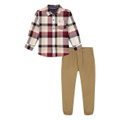 Toddler Boy Chambray Trim Plaid Button-Front Shirt Brushed Poplin Cargo Pants