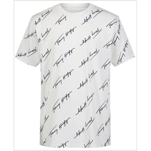 타미힐피거 Toddler Boys Angled Script Print Short Sleeve Tee