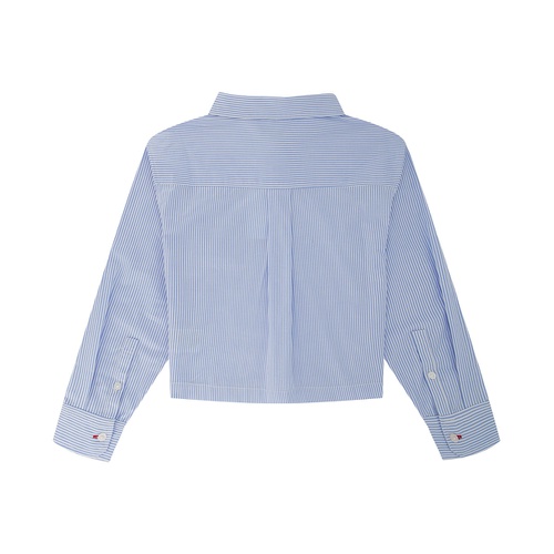 타미힐피거 Big Girls Long Sleeve Ithaca Stripe Poplin Shirt