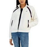 Womens Sherpa Fleece Raglan-Sleeve Bomber Jacket