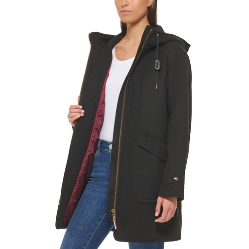 타미힐피거 Womens Zip Front Hooded Coat