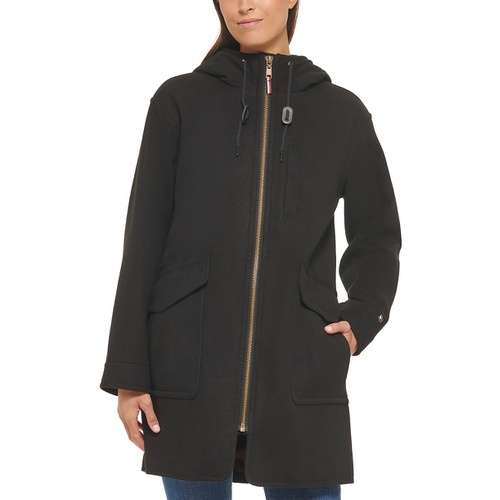 타미힐피거 Womens Zip Front Hooded Coat