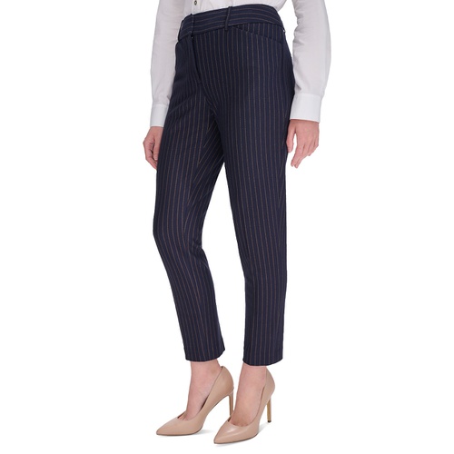 타미힐피거 Womens Pinstripe Mid-Rise Ankle-Length Pants