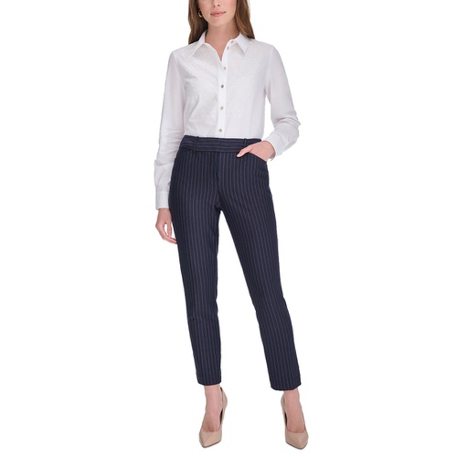 타미힐피거 Womens Pinstripe Mid-Rise Ankle-Length Pants