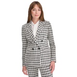 Womens Houndstooth Double-Breasted Jacket