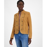 Womens Textured Open-Front Band Jacket