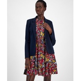 Womens Notched-Lapel Single-Button Blazer