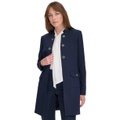 Womens Band-Collar Open-Front Jacket