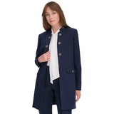 Womens Band-Collar Open-Front Jacket