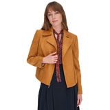 Womens Faux-Suede Moto Long-Sleeve Jacket