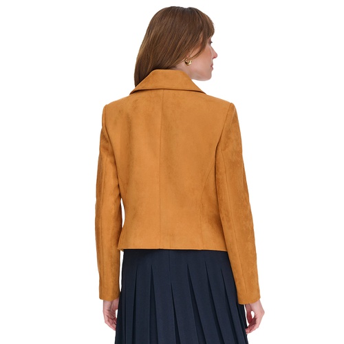 타미힐피거 Womens Faux-Suede Moto Long-Sleeve Jacket