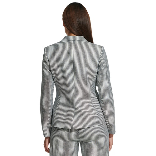 타미힐피거 Womens Striped Single-Button Blazer