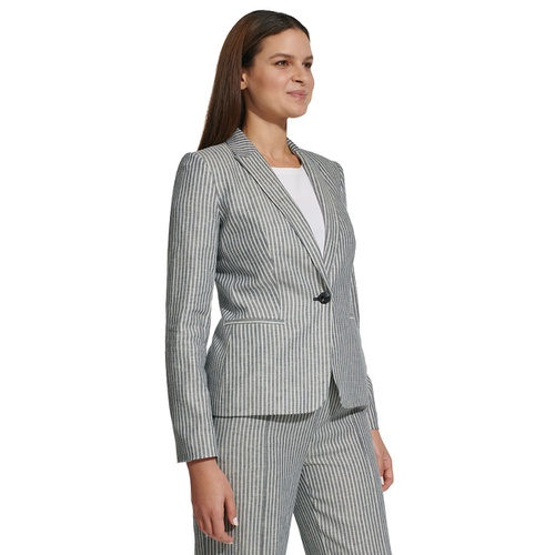 타미힐피거 Womens Striped Single-Button Blazer