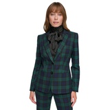 Womens Plaid Two-Button Blazer