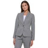 Womens Glen Plaid Single-Button Blazer