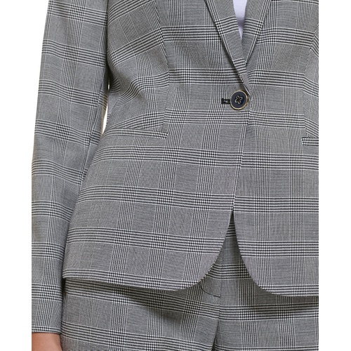 타미힐피거 Womens Glen Plaid Single-Button Blazer