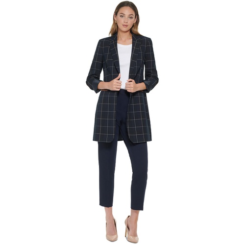 타미힐피거 Womens Windowpane One-Button Blazer