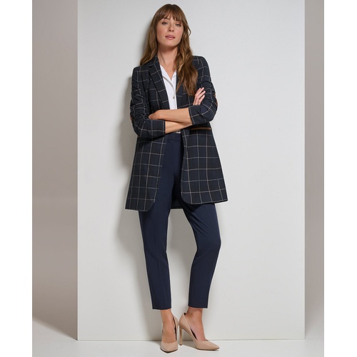 타미힐피거 Womens Windowpane One-Button Blazer