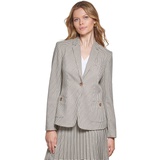 Womens Plaid One-Button Blazer