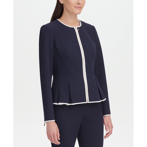 타미힐피거 Womens Zip-Front Peplum Jacket