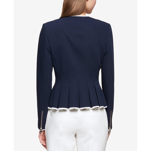 타미힐피거 Womens Zip-Front Peplum Jacket