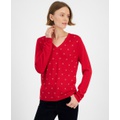 Womens Embellished V-Neck Sweater